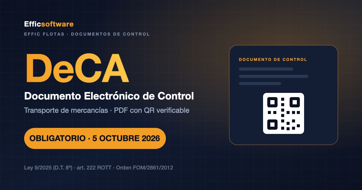 DeCA, documento electrónico de control del transporte de mercancías, obligatorio desde el 5 de octubre de 2026