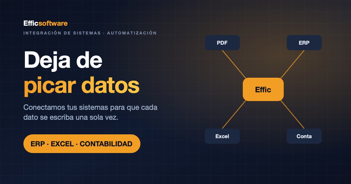 Integración de sistemas para dejar de picar datos entre ERP, Excel y contabilidad